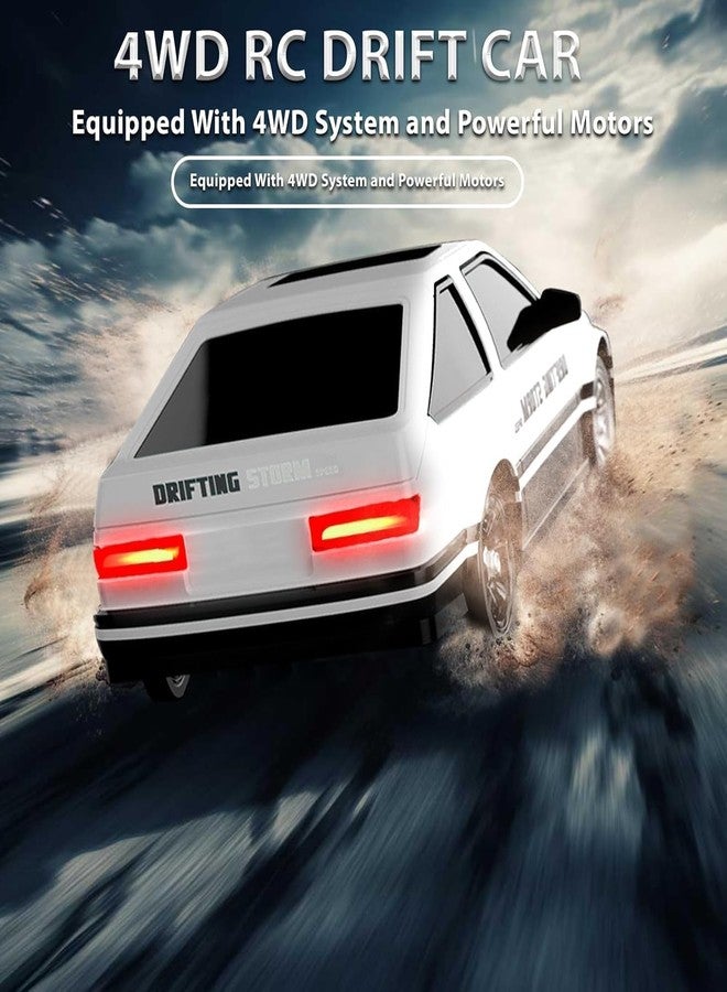 OOTLO سيارات التحكم عن بعد OOTLO 1:16 مقياس سيارة انزلاق RC 2.4GHz سرعة عالية 30 كم/س 4WD RTR سباق مع إطارات انزلاق وأضواء LED 1PCS بطاريات قابلة للشحن سيارات رياضية RC ألعاب للكبار والأطفال هدية (أبيض) - Image 4
